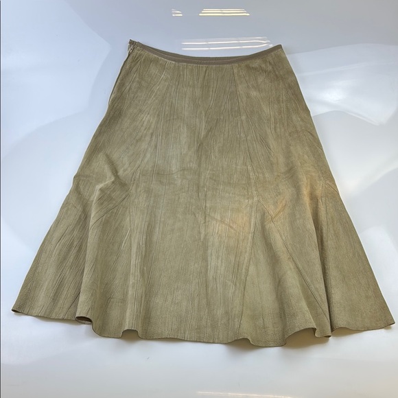 MaxMara Tan A-Line High-Low Leather Skirt N279-15 - Picture 3 of 6